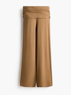 H&M NWT Wide-Leg Fold-Over Waist Pants — Camel